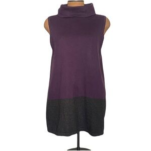 Ann Taylor Factory Purple and Black Sleeveless Turtleneck Dress size XL